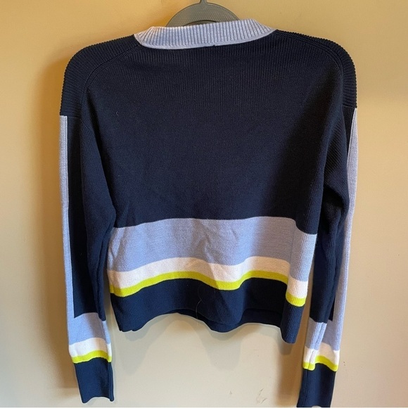 Athleta Merino Wool Blend Trailhead Colorblock Sweater Long-Sleeve Crewneck Navy - Picture 5 of 7